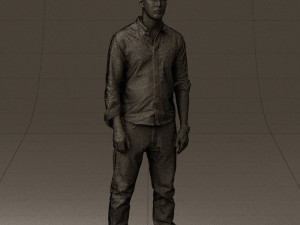 man in blue top white jeans 0437 3d print ready 3D 프린트 모델
