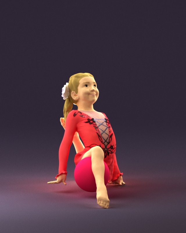gymnastics girl in pink 0442 3D Model .c4d .max .obj .3ds .fbx .lwo .lw .lws