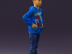 boy in blue hoodie jeans 0440 3D Model