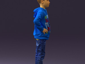 boy in blue hoodie jeans 0440 3D Model