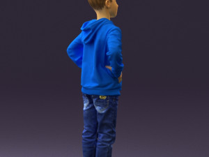 boy in blue hoodie jeans 0440 3D Model