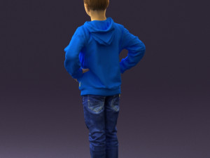 boy in blue hoodie jeans 0440 3D Model