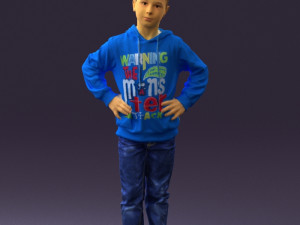 boy in blue hoodie jeans 0440 3D Model