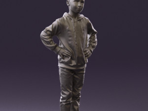 boy in blue hoodie jeans 0440 3D Model