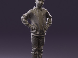 boy in blue hoodie jeans 0440 3D Model