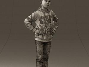 boy in blue hoodie jeans 0440 3D Model