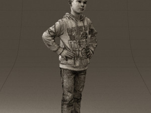 boy in blue hoodie jeans 0440 3D Model