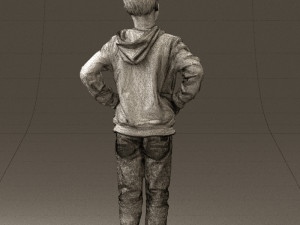 boy in blue hoodie jeans 0440 3D Model