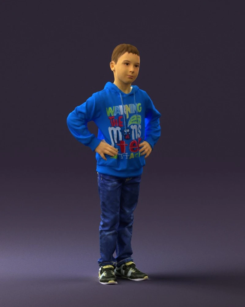 boy in blue hoodie jeans 0440 3d print ready 3D Print Model .c4d .max .obj .3ds .fbx .stl .blend 