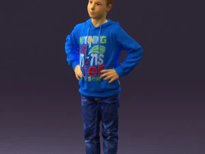 boy in blue hoodie jeans 0440 3d print ready 3D Print Model