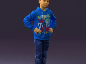 boy in blue hoodie jeans 0440 3d print ready 3D Print Model