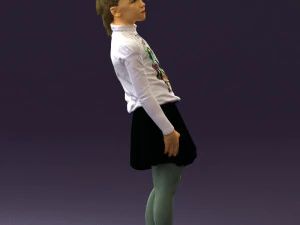 girl in white shirt black skirt 0436 3D Model
