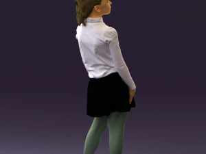 girl in white shirt black skirt 0436 3D Model