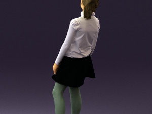 girl in white shirt black skirt 0436 3D Модель