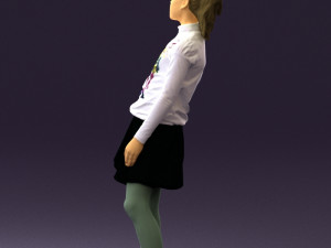 girl in white shirt black skirt 0436 3D Модель