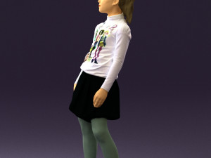 girl in white shirt black skirt 0436 3D Модель
