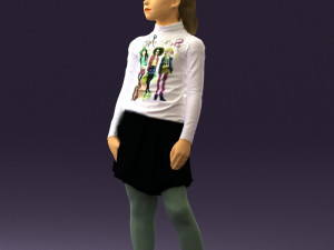 girl in white shirt black skirt 0436 3D Модель