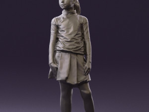 girl in white shirt black skirt 0436 3D Модель