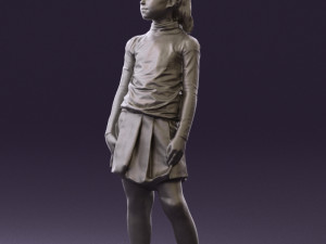 girl in white shirt black skirt 0436 3D Модель
