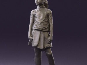 girl in white shirt black skirt 0436 3D Модель