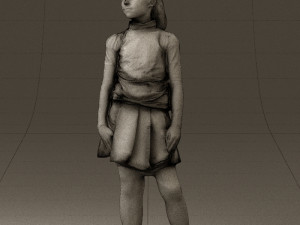 girl in white shirt black skirt 0436 3D Модель