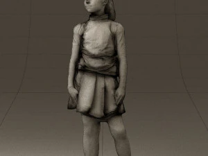 girl in white shirt black skirt 0436 3D Model