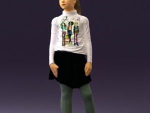 girl in white shirt black skirt 0436 3d print ready Modelo de Impressão 3D