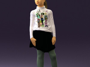 girl in white shirt black skirt 0436 3d print ready 3D Print Model