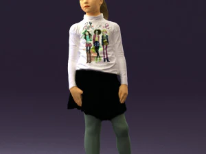 girl in white shirt black skirt 0436 3d print ready 3D Print Model
