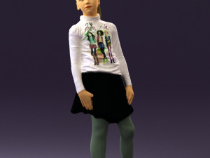 girl in white shirt black skirt 0436 3d print ready 3D Print Model