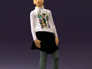 girl in white shirt black skirt 0436 3d print ready 3D Print Model