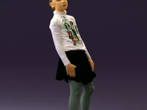 girl in white shirt black skirt 0436 3d print ready 3D Print Model