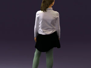 girl in white shirt black skirt 0436 3d print ready 3D Print Model