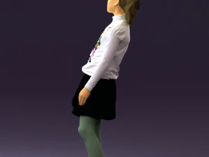 girl in white shirt black skirt 0436 3d print ready 3D Print Model