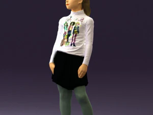 girl in white shirt black skirt 0436 3d print ready 3D Print Model