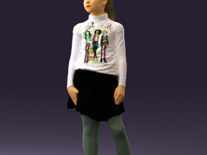 girl in white shirt black skirt 0436 3d print ready 3D Print Model