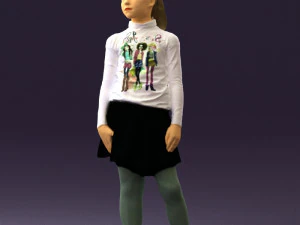 girl in white shirt black skirt 0436 3d print ready 3D Print Model