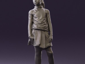 girl in white shirt black skirt 0436 3d print ready 3D Print Model