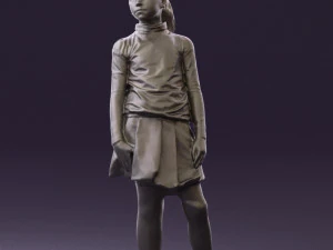 girl in white shirt black skirt 0436 3d print ready 3D Print Model