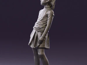 girl in white shirt black skirt 0436 3d print ready 3D Print Model