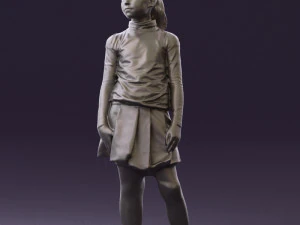 girl in white shirt black skirt 0436 3d print ready 3D Print Model