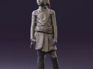 girl in white shirt black skirt 0436 3d print ready 3D Print Model