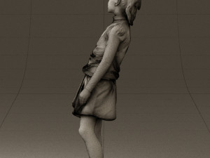 girl in white shirt black skirt 0436 3d print ready 3D Print Model