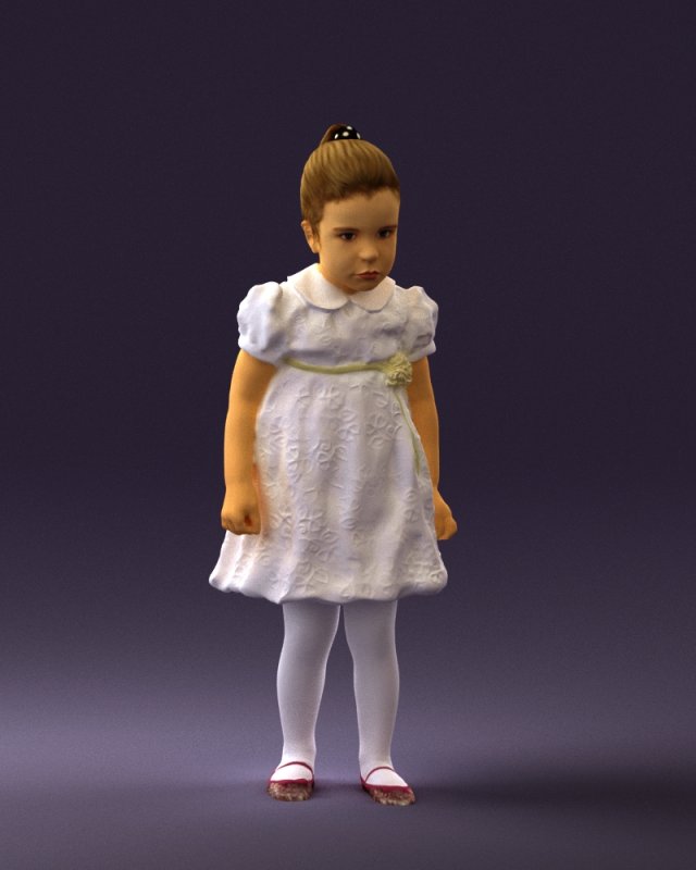little girl in white dress 0435 Modelo 3D .c4d .max .obj .3ds .fbx .stl .blend 