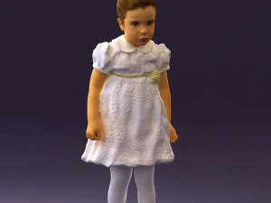 beyaz elbiseli k&uuml;&ccedil;&uuml;k kız 0435 3D Model