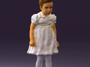 little girl in white dress 0435 3D Model