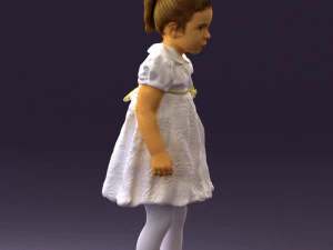 little girl in white dress 0435 3D Model
