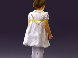 little girl in white dress 0435 3D Model