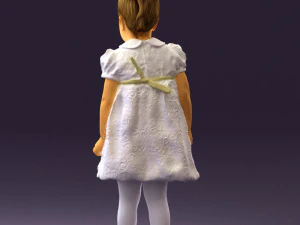 little girl in white dress 0435 3D Model