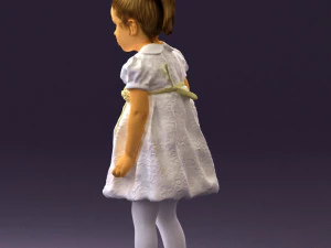 little girl in white dress 0435 3D Model